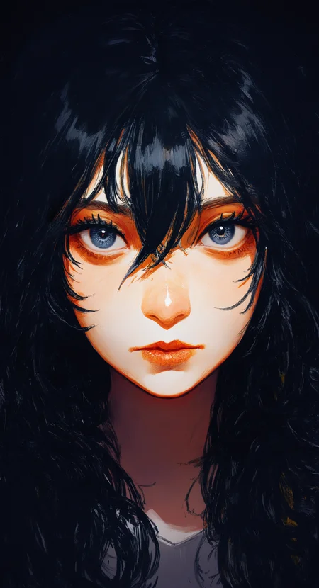 masterpiece, best quality, good quality, very awa, very aesthetic, absurdres, newest, painterly, brushstroke, impasto, impressionism, chiaroscuro, hatching, 1girl, solo, long hair, looking at viewer, hair between eyes, closed mouth, eyelashes, lips, portrait, messy hair, close-up, hatching \(texture\), (painterly, sketch, flat color,:0.3),
<lora:illustriousXL_stabilizer_v1.23:0.3> <lora:noobai_vpred_1_style_painterly_v1.1:0.8> <lora:Ashpwright_style_mix-000033:0.6>