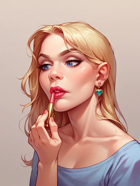 score_9, score_8_up, score_7_up, score_6_up,   <lora:l1ppyXLP:0.8> l1ppy, lipstick, cosmetics, applying makeup, 1girl, cel shading