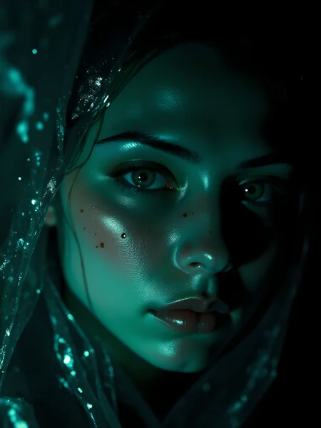 A highly detailed close-up shot of a translucent, ghostly figure emerging from the shadows, with a mysterious and eerie presence. The figure's skin has an ethereal quality, slightly transparent, revealing delicate textures beneath, and is illuminated by soft, volumetric, dramatic lighting that accentuates its otherworldly appearance. The background is dark, with a subtle vignette adding a haunting focus on the subject. Shot on 35mm film with a vintage, Kodachrome look, the image has a slightly grainy texture, enhanced by the rich, deep colors typical of Lomography. The atmosphere is thick with suspense, creating an enigmatic sense of mystery around the figure, blending vintage film aesthetics with modern high-detail rendering. aidmaimageupgrader, aidmaMJ6.1m, detailmaximizer, mythp0rt, drkfnts, vantablack <lora:aidmaImageUpgrader-FLUX-V0.2:1.0> <lora:flux.1_lora_flyway_Epic-detail_v2:0.8> <lora:aidmaMJ6.1_aidmaMJ6.1-FLUX-v0.4:0.6> <lora:mythp0rt_FluxMythP0rtr4itStyle:0.7> <lora:v1v1dr34m:0.7> <lora:drkfnts style_sxz-Dark-Fantasy-v2-Flux:0.8> <lora:vantablack_- Flux1 - vanta_black_V2.0:0.9>