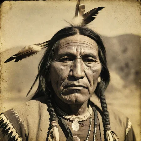 daguerreotype style photo of an american indian in nevada