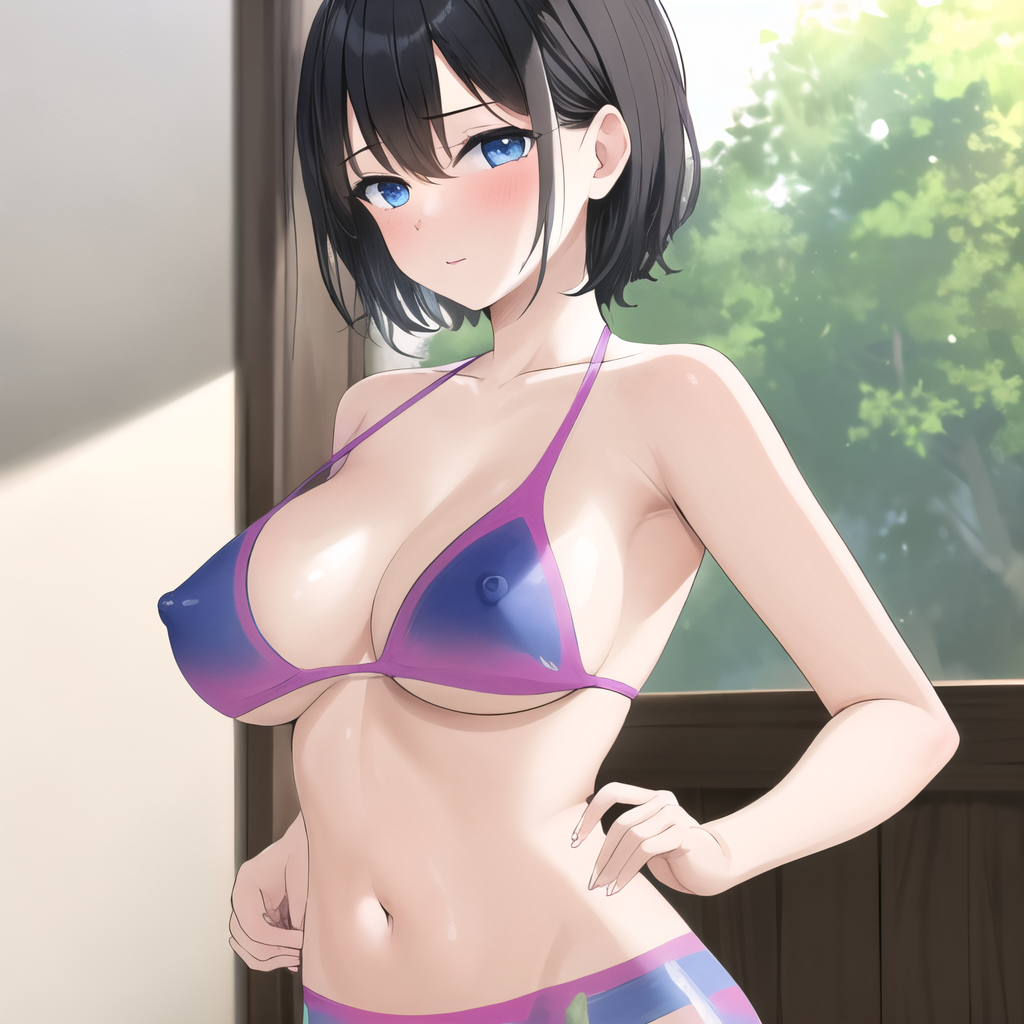 masterpiece, best quality, ultra-detailed, 1 girl, painted clothes, bodypaint,  false clothes, naked,  naked paint, paint, painted bikini