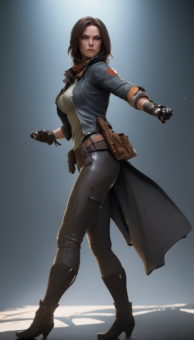Cinematic scene, hero view, female rogue, action pose, detailed background, masterpiece, best quality, high quality, absurdres, 3d <lora:3d_xl_v3:1>
