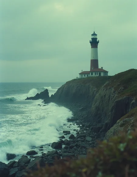 A movie still of a solitary old-fashioned lighthouse standing on a rocky coastline. Waves that are crashing against the shore. The photo is stylized and cinematic., VCTRN, analogstyle, faded photograph <lora:e377b7657231499e9165dad83cdeb312_pytorch_lora_weights:0.8> <lora:amateurphoto-6version:0.6> <lora:35mm_joycap:0.5>
