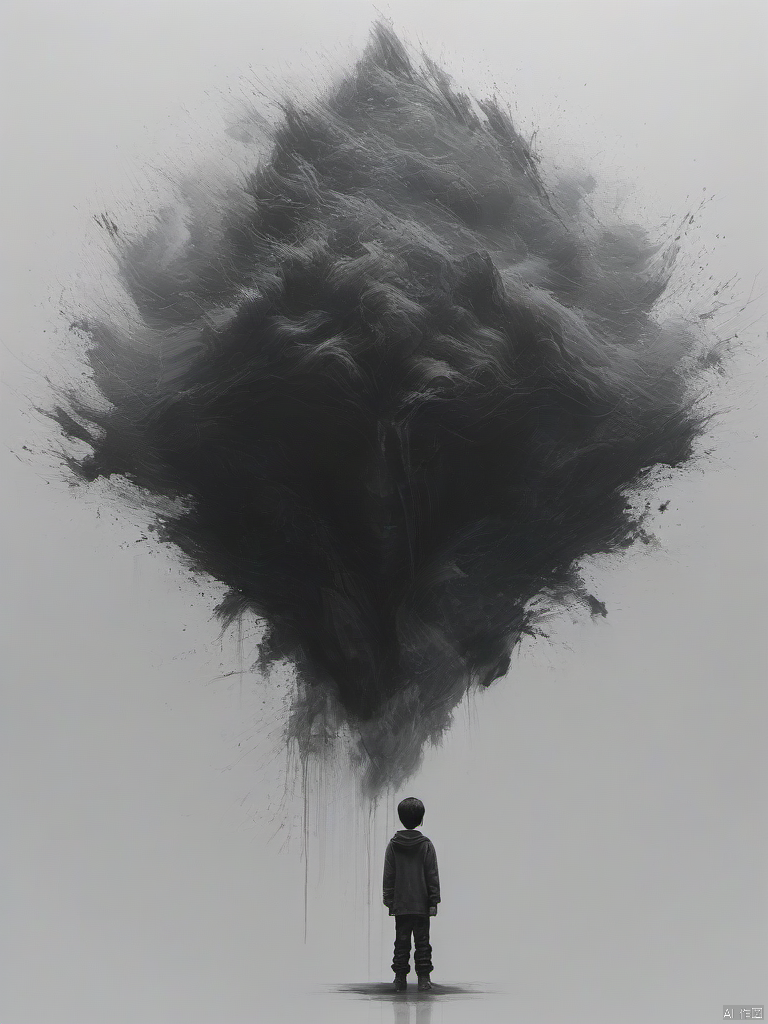 ananmo, monochrome, solo, greyscale, grey background, abstract, white background, surreal, 1boy, ananmo