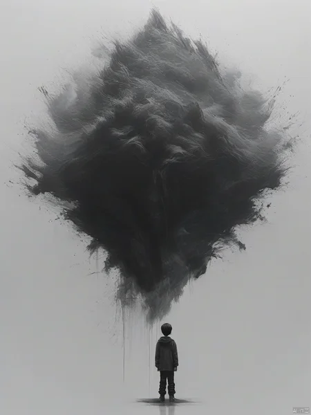 ananmo, monochrome, solo, greyscale, grey background, abstract, white background, surreal, 1boy, ananmo