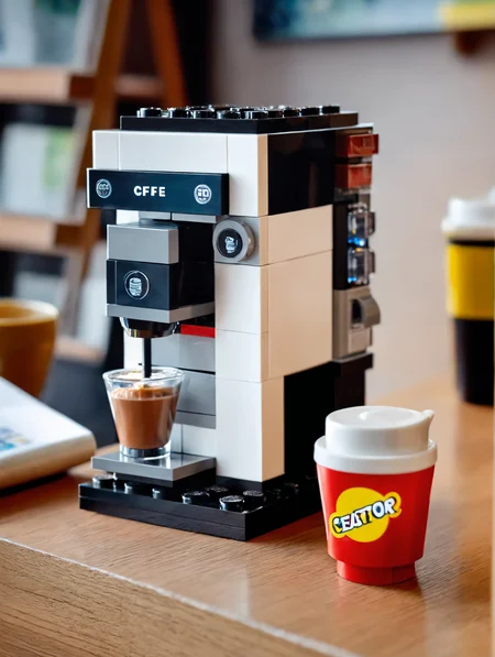 <lora:lego_v2.0_XL_32:0.8>
LEGO Creator, a coffee machine in cafe