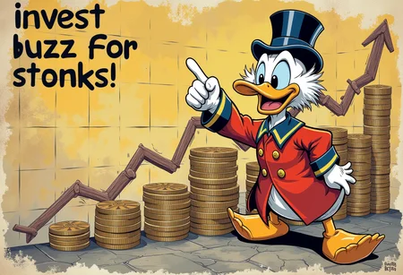 realistic, Scrooge McDuck, graph showing going up, text that says "invest buzz for stonks!" <lora:03ad2c7f-95b7-4865-a182-5d836919cabe.TA_trained:0.5> <lora:aidmaPsychadelicChaosWorld-FLUX-v0.1:0.7>