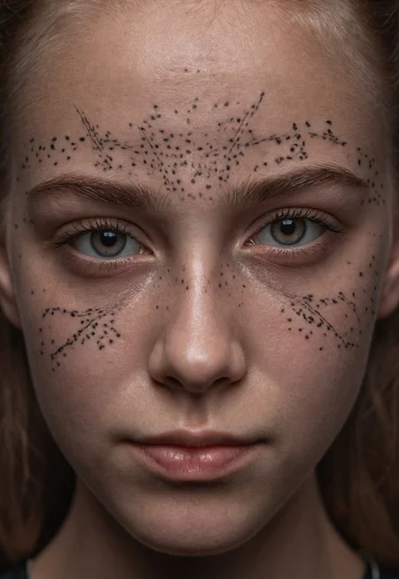 portrait of a 20 years old slavic Girl, symmetrical model face, detailed skin, dramatic lighting, studio photography, LEICA SL3, Tamron SP 90mm F/2.8 Di MACRO 1:1 VC USD LENS, ISO 100, F/2.8, sharp details