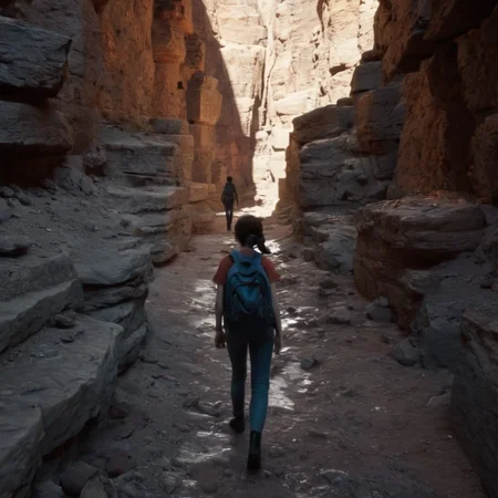 cinematic film still of <lora:Unreal Engine style:1>
An Unreal Engine image of a group of people walking through a narrow canyon,standing,outdoors,multiple boys,scenery,6+boys,ruins,multiple others,6+others , realistic, realism, photorealism, hyperrealism, hyperrealistic, realistic, sharp, detailed, cinematography style, film light style, movie still, professional photography, artistic, perfection, contrast, cinematic, filmic, high quality photo, 8k quality, colorful, photography style, 3D computer graphics, Blender, 3ds Max, Maya, Cinema 4D, ZBrush, AutoCAD, LightWave 3D, Adobe Dimension, virtual reality, 3d, different people, different characters, different models, detailed eyes, detailed nose, detailed ears, detailed environment, detailed body, detailed face, detailed nipples, detailed breasts, detailed feet, detailed hands, perfect, perfection, epic, awesome, Interactive, Cybernetics, different lighting, light, Video games, Film and television, Unreal, real-time 3D, Epic Games style, Unreal Engine style, shallow depth of field, vignette, highly detailed, high budget, bokeh, cinemascope, moody, epic, gorgeous, film grain, grainy