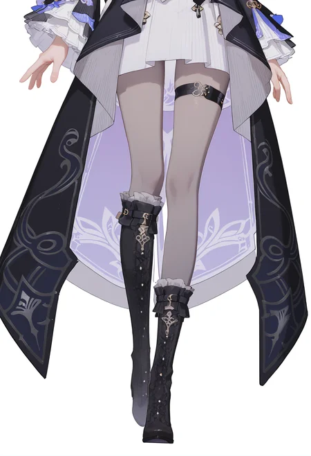 score_9,score_8_up,score_7_up,score_6_up,<lora:大é»å¡pony-000008:1>,
THEHEITA_\(honkai_star_rail\),1girl,solo,black footwear,grey pantyhose,dress,standing,high heels,simple_background,white_background,lower_body,asymmetrical boots,knee boot,frills,long and short boots