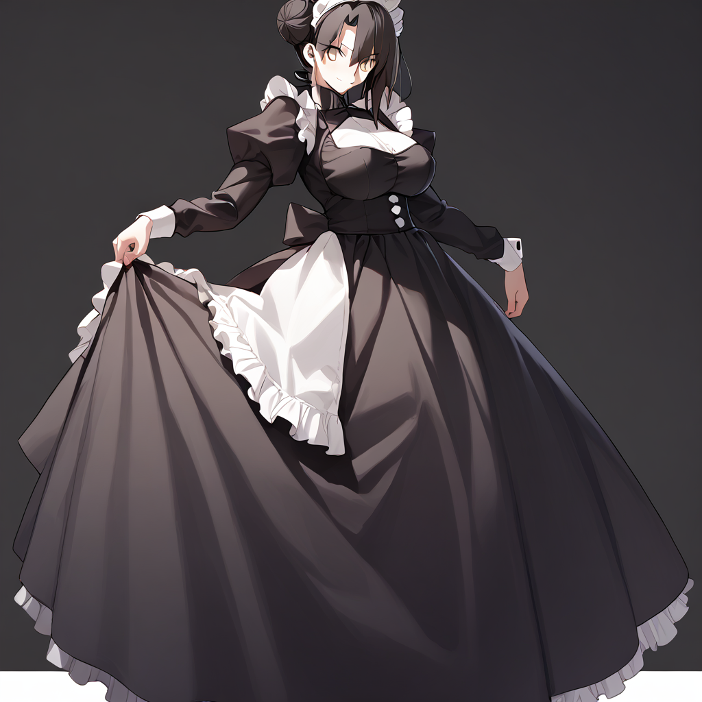<lora:Takeuchi_Takashi_PonyXL_style_v01:1>
<lora:agent.pony:1>
score_9 , score_8_up , score_7_up , source_anime , 
masterpiece , best quality , ultra-detailed , 
BREAK
agent \(girls' frontline\), maid
1girl , woman , huge breasts , light smile , light blush , ((jeanne d'arc (fate)):0.5)  , 
long black hair  , maid dress ,  
standing