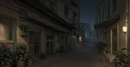 perfect quality,high quality,masterpiece,best quality,amazing quality,very aesthetic,absurdres,newest,
scenery, plant, potted plant, building, outdoors, window, flower pot, railing, stairs, lantern, air conditioner, industrial pipe, road, sky, door, city, lamppost, dark, alley,,no humans,
<lora:lora-000010.by_tusi:1>,art3112,<lora:spo_sdxl_10ep_4k-data_lora_webui:0.6>,