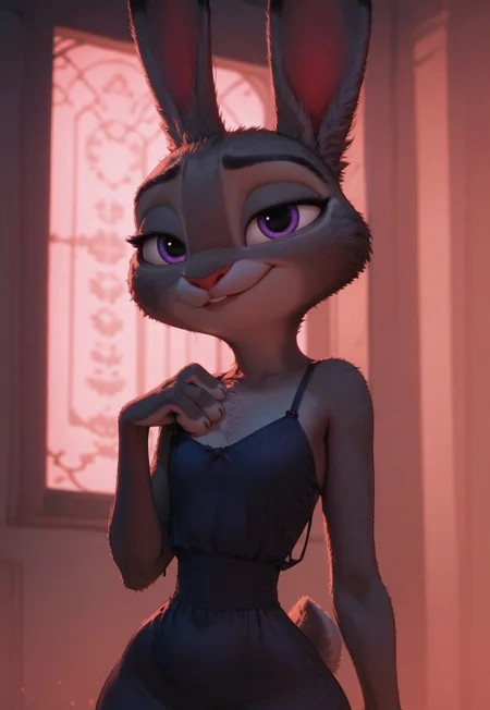 safe_pos, safe_pos, score_9, score_8_up, score_7_up, (Expressiveh:0.8), 
BREAK
girl 24yo, solo, 1girl, Judyhopps, sexy bunny girl, perfect face, thin waist, focus on furry, perfect eyes, perfect eyes, standing, looking at viewer, blue night gown, side eye, side view, narrow eyes, gorgeous eyelashes, thick thighs, ultra high quality, extremely detailed fur, white background, g0thicPXL, glowing, neon, flat chest, (three fingers, one thumb)