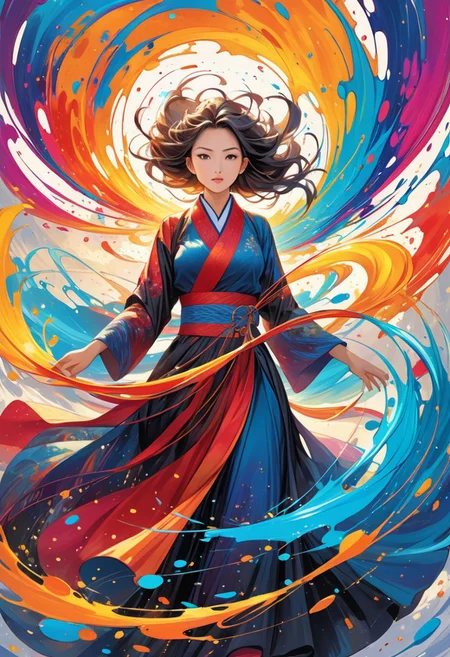 (masterpiece, best quality) mesmerizing realm,Circular Conscious Thoughts..., flowing regal robes, dynamic motion, vibrant illustrations, shimmering glow, innovative aesthetics
,ink painting, splatter art, chaotic patterns, overlapping colors, energetic composition, no central focal point, bold colors, rhythmic lines, spontaneous, subconscious emotion, rugged texture, thick paint