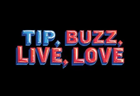 etv mix font: "TIP, BUZZ, LIVE, LOVE".
black simple backdrop