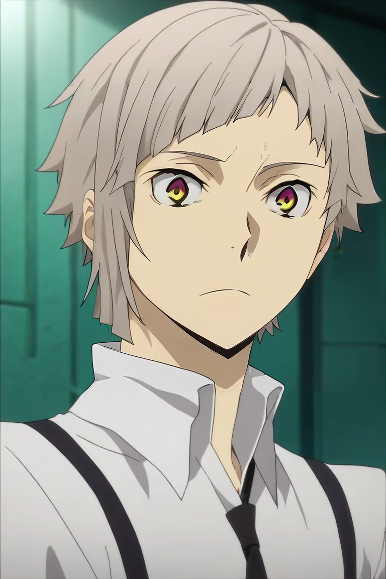 score_9, score_8_up, score_7_up, source_anime, anime screencap, anime coloring, , , , depth of field, 1boy, solo, male focus, <lora:atsushi_nakajima_pony:1>, atsushi_nakajima, grey hair, yellow eyes, multicolored eyes, purple eyes, short hair, , science fiction western, , <lora:sdxl_lightning_8step_lora:1>