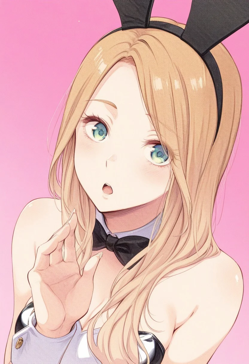 score_9, score_8_up, score_7_up, source_anime,(extremely detailed CG), (best quality), 1girl, solo, long hair, rabbit ears, animal ears, fake animal ears, halftone, open mouth, riko
