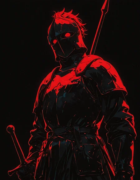 masterpiece,dutch angle, long view shot, 1boy,1 weapon,knight, helmet, armor, medieval , detailed, very awa,(fisheye1.2), aesthetic,neon_silhouette_style, silhouette, monochrome, sketch, illustration,simple background,black background,
<lora:neon_silhouette_illustriousXL:0.8> <lora:retro_scifi_artstyle:0.2>