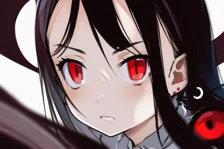 ((masterpiece)),(best quality), absurdres,sadako_yamamura,red eyes, white dress,<lora:Sadakobest:0.8>,<lora:hcutinConcept_18:0.8>, a detailed character portrait hcutin, eyes close up, intense stare,