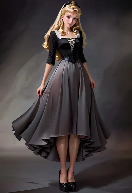 Aurora, 3d, casual-dress, lifting her dress