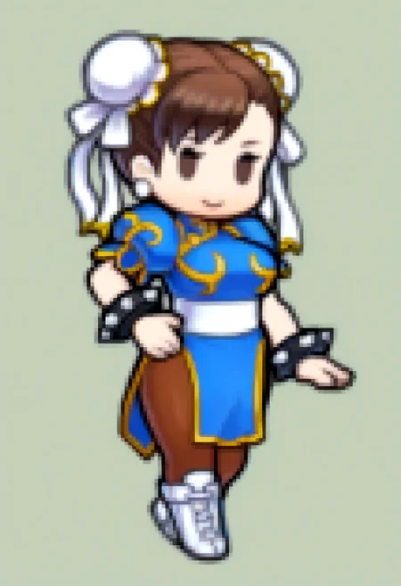masterpiece, best quality, solo, 1girl, smile, <lora:Feh-Sprites-illus_Fp:1>, chibi, full body, simple background, chun-li,