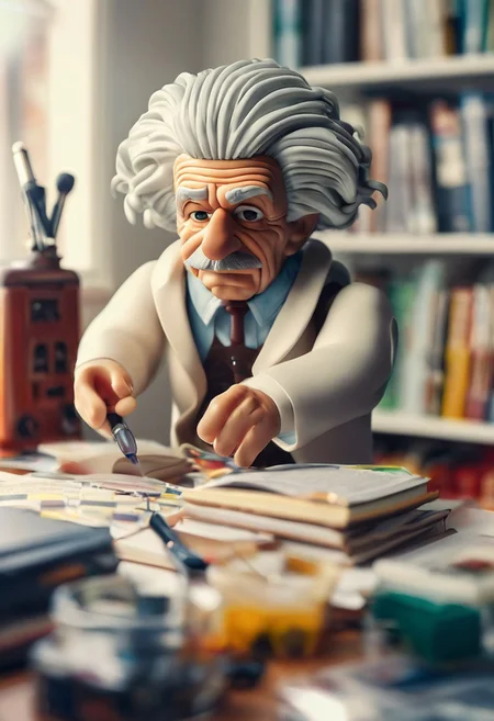 novuschroma53 style, albert einstein, working in his laboratory <lora:novuschroma53 style:1>