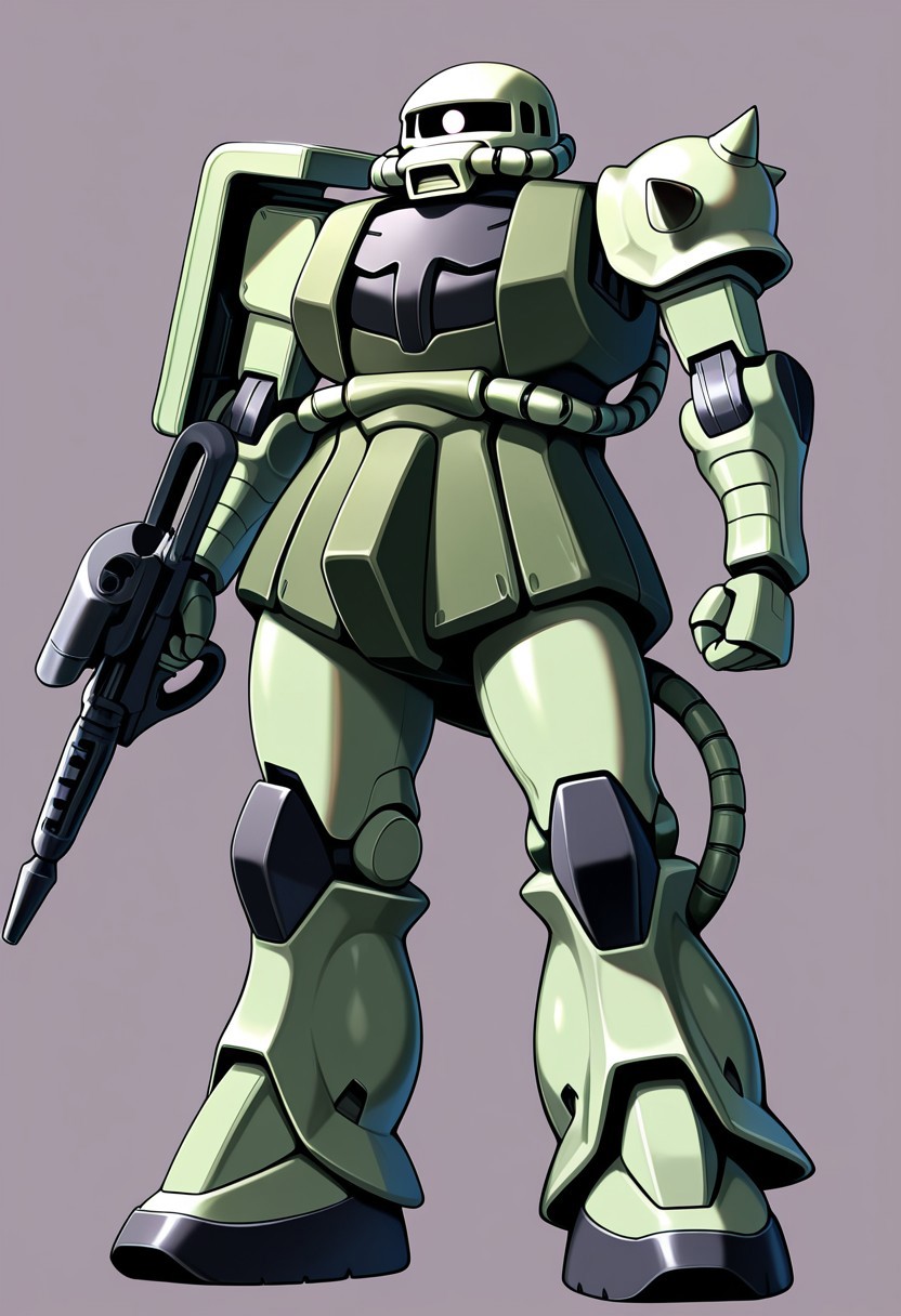 score_9, score_8_up, score_7_up, score_6_up, score_5_up, score_4_up, 4k quality, detailed, (zaku, mobile suit, monoeye), best quality, masterpiece, simple background, (curvy:1.5)