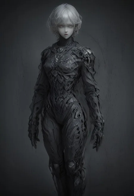 Setting within dark concrete ruins. (RUNNING)
Full body portrait, angry expression, looking at camera, standing, feet visible, normal human proportions,
man, tall smart person, royal soldier, royal military, regal being,
ornate uniform, (white and gold porcelain royal celestial clothes), holding scifi weapon, mechwear, commando uniform, crystal details in armor, crystal ornate earrings, crystal jewelry, details fractal armor,
((((crystallization of the face)))), teeth made of quartz, ((((eyes made of ulexite)))), hair made of Fanlike acicular-fibrous crystal groups, thin crystal hair, flowing white fractal hair, large perfect eyes, crystal iris, eyes made of crystal, ((white porcelain skin)), (white_skin), glowing clear eyes, celestial eyes, interweaving techno-anatomical and fractal elements, Ellen Jewett's intricate sculptural craftsmanship, no eyebrow hair,
dynamic lighting highlighting multifaceted textures, cinematic post-processing for an exquisite visual narrative, breathtaking surreal masterpiece,
sci-fi royal palace setting, single source lighting, low light setting, dark room, intense lighting,
