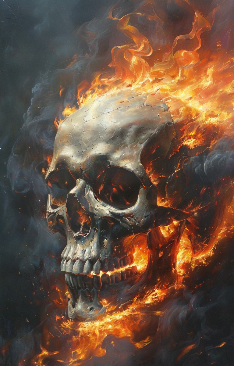 masterpiece,best quality,<lora:tbh60-sdxl:0.75>,burning skull portrait of family