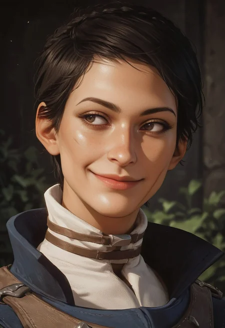score_9, score_8_up, score_7_up, score_6_up, score_5_up, score_4_up, 1girl, Pentaghast, portrait, looking away, slight smile:0.2, BREAK, (best quality), (ultra-detailed), (masterpiece), (perfect anatomy), (masterpiece), best quality, expressive eyes, perfect face,  <lora:DAI_Cassandra:0.85>