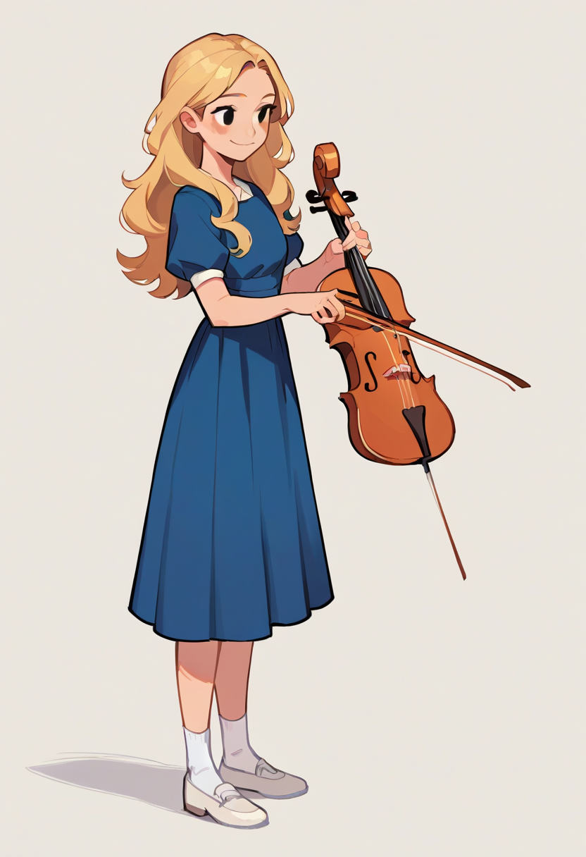 score_9, score_8_up, score_7_up, score_6_up, source_anime, 1girl,solo,long hair,blush,smile,blonde hair,simple background,white background,dress,standing,full body,shoes,socks,black eyes,blue dress,white footwear,white socks,playing instrument,violin,
<lora:hong_soonsang_v0.3-pony:1>
