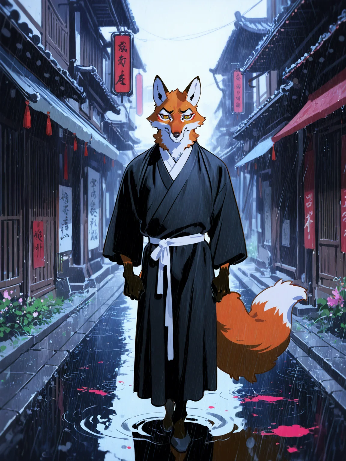 furry male, male focus, bara, mature male,
solo,furry,male,fox boy,fluffy fur, orange body, muscle,Thin,15age juvenile,hanfu,Rain,disappointed and lost,sad,Chang'an Old Town, ink, watercolor \(artwork\), color splash, colorful, chinese ink painting, scenery, street, ancient chinese street, full body,
BREAK (yoneyama mai:0.8), mizumi zumi, ilya kuvshinov
BREAK very awa, masterpiece, best quality, amazing quality, very aesthetic, newest
