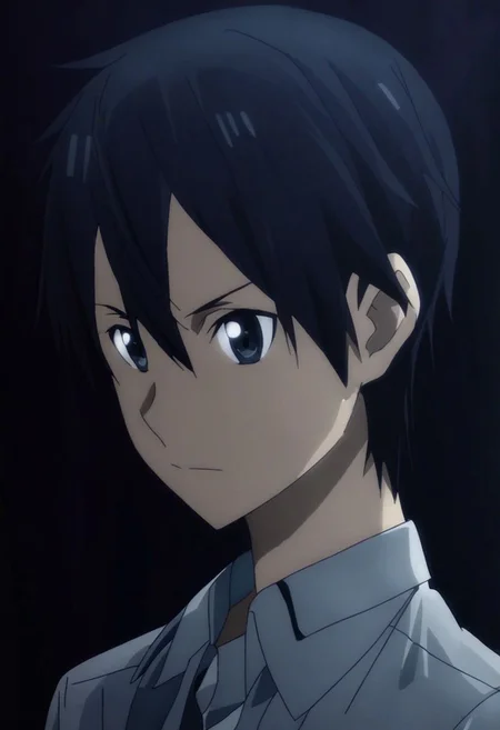 high resolution, professional photography, solo, best quality, 1Boy, Kazuto Kirigaya, Black Hair, Black Eyes, cool, Mysterious black background, Movie lighting, a sense of atmosphere, OverallDetail