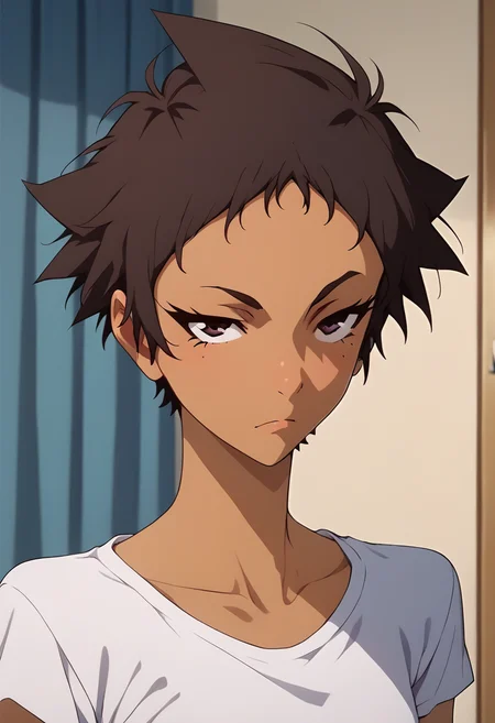 score_9, score_8_up, score_7_up,score_6_up, source_anime,bedroom, g4n1m3, <lora:g4n1m3XLP:1>
BREAK
abigail jones, 1girl, dark skin,short hair, tomboy,  <lora:abi-05:1>