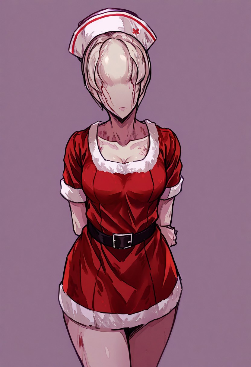 score_9, score_8_up, score_7_up, score_6_up, score_5_up, score_4_up, source_anime, solo, 1girl, 
bubble_head_nurse_\(silent_hill\), blhdnrse, santa costume, christmas, santa costume, 
masterpiece, best quality, very aesthetic, absurdres,
