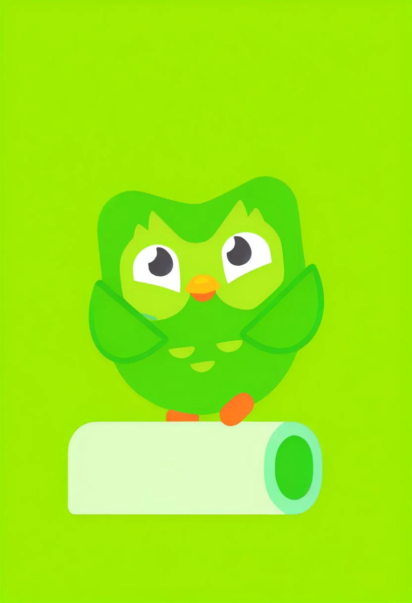 Duo, DuoDuolingo,green bird, FLAT COLOR,
SIMPLE BACKGROUND, 
MINIMALISTIC,
VECTOR ART,
CLEAN LINES,
ILLUSTRATION,
GRAPHIC DESIGN,
VECTOR GRAPHICS