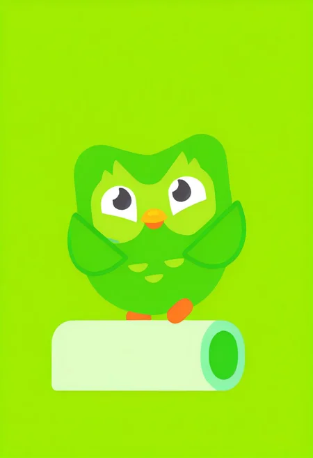 Duo, DuoDuolingo,green bird, FLAT COLOR,
SIMPLE BACKGROUND, 
MINIMALISTIC,
VECTOR ART,
CLEAN LINES,
ILLUSTRATION,
GRAPHIC DESIGN,
VECTOR GRAPHICS