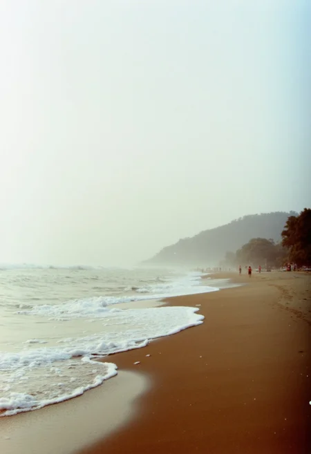 c41_hasselblad_portra400_FLUX, instagram photo a foggy beach in sri lanka, film grain, soft shadows