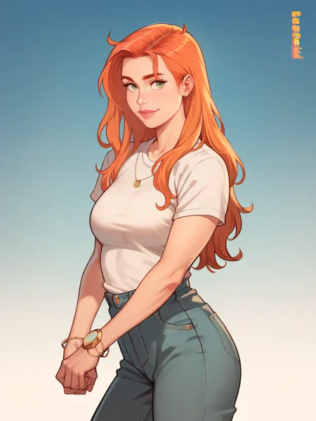 score_9, score_8_up, score_7_up, score_6_up, score_5_up, <lora:CTXLP:1> ct, 1girl, long hair, ginger hair,