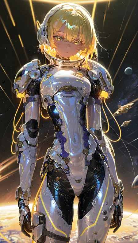 masterpiece, best quality, amazing quality, very aesthetic, absurdres, newest, volumetric lighting,
space_space,
1girl,solo,golden yellow hair,space armor,shoulder armor,futuristic,neon lines glow,
masterpiece, best quality, amazing quality, very aesthetic, absurdres, newest, volumetric lighting,
,<lora:Space_suit__illustrious:0.8>,