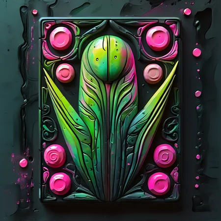<lora:artfullyTILED_SDXL_V2:0.7>, featuring a black background,a oracle gracefully moving with a vibrant paint trail in neon green and neon pink,3d,relief carving,incorporating pastel tones and subtle hints of ink,charcoal,and watercolor for an artistic and refined touch arranged in a grid of icons,<lora:ral-opal:0.3>,<lora:ARTFULLYORACLESDXL-V1:0.4>,<lora:artfullyinsect_-_v1-000007:0.5>,<lora:artfullymaleform_sdxl_v1:0.3>,
