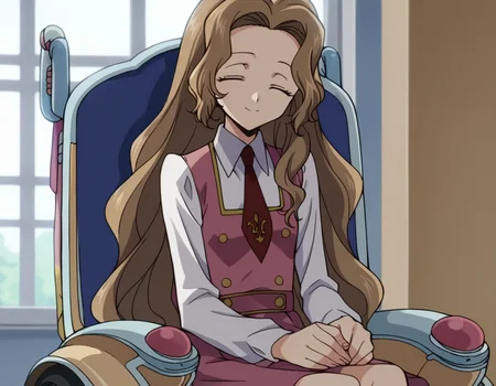 score_9, score_8_up, score_7_up, source_anime,
nunnallylamperouge, <lora:nunally-lamperouge-s1-ponyxl-lora-nochekaiser:1>,
nunnally lamperouge, long hair, brown hair, very long hair, closed eyes,
long sleeves, dress, school uniform, necktie, red necktie, ashford academy school uniform, wheelchair,
indoors, sitting, classroom, smile,
looking at viewer, dutch angle, cowboy shot, solo,