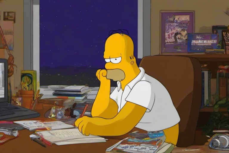 <lora:PE_LofiHipHop:0.8> PELofiHipHop,sitting at desk,
homer simpson
