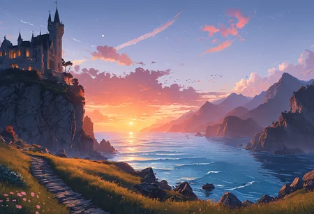 concept art Infinite Twilight<lora:add-detail-xl:0.5> <lora:MJ52:0.5> <lora:sss:1> . digital artwork, illustrative, painterly, matte painting, highly detailed