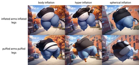 score_9, score_8_up, score_7_up, score_6_up, score_5_up, score_4_up, alaskan malamute, anthro, female, canid, canine, domestic dog, black sweater, jeans, public, solo, inflating, floating, body inflation, inflated arms inflated legs, <lora:InflationXL_063-NoReg-epoch-08:1>