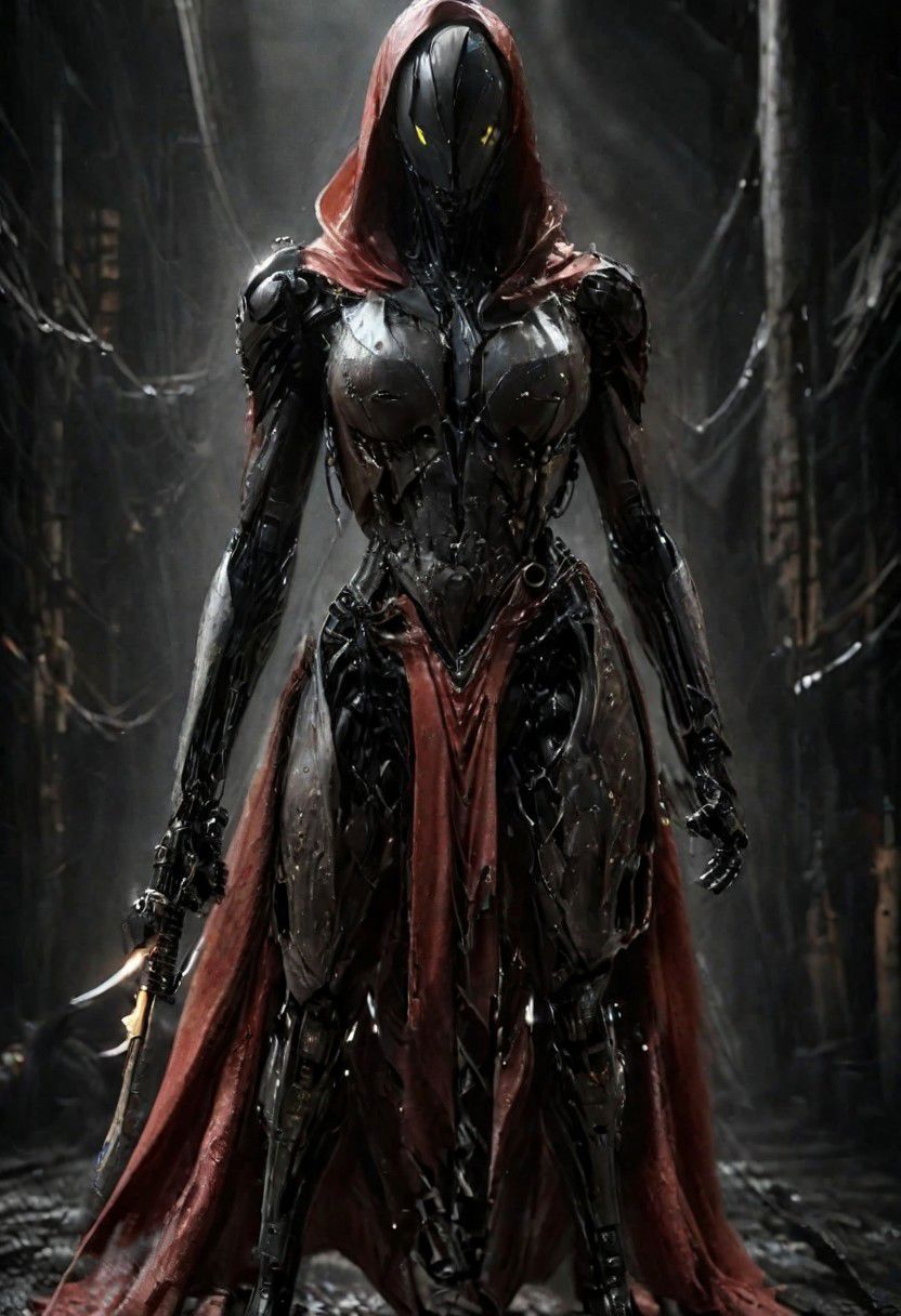 super closeup portrait, Amidst the smoky haze of the 1940s noir cityscape, a half-human, half-cyborg woman emerges from the shadows. Clad in a vibrant red bathrobe, she wields a gleaming samurai sword with a purpose. As she strides towards you, her eyes piercing through the monochrome atmosphere, capture the essence of this cinematic moment in the style reminiscent of Sin City.
very detailed, raw photo, photorealistic