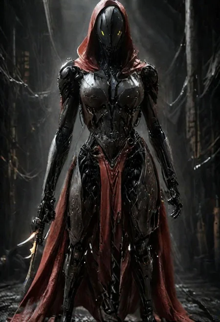 super closeup portrait, Amidst the smoky haze of the 1940s noir cityscape, a half-human, half-cyborg woman emerges from the shadows. Clad in a vibrant red bathrobe, she wields a gleaming samurai sword with a purpose. As she strides towards you, her eyes piercing through the monochrome atmosphere, capture the essence of this cinematic moment in the style reminiscent of Sin City.
very detailed, raw photo, photorealistic