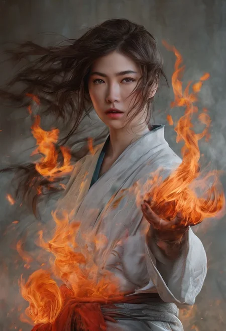 score_9, score_8_up, score_7_up, 1woman, realistic cinematic image, stunning female, throwing fire, fire in hands, (burning hands), inferno background, flaming hair, flames, fiery eyes, flaming eyes, fiery clothing, burning kimono, flame power, glowing red eyes,
Photorealistic