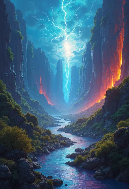 In a world where colors are alive and possess consciousness, entire ecosystems thrive through the dynamic interaction of hues and shades, creating a mesmerizing Symphony of Living Colors. The verdant green forests pulse with vibrant energy, their leaves harmonizing in melodies of growth and life. In contrast, the electric blues crackle with raw power, creating storms of living lightning that dance across the skies, illuminating the land below with bolts of conscious energy. These living colors are not just part of the environment but are intertwined with the people, known as color-benders, who can manipulate and shape the hues around them with their thoughts.
Cities in this world are living, breathing entities, with walls that shift and morph in response to emotions. These cities glow with an ever-changing palette of feelings, where sadness brings deep blues and purples, while joy sets the buildings alight with bright yellows and oranges. Rivers of liquid gold flow through the heart of these cities, shimmering beneath bridges made of sparkling silver, their surfaces alive with flickers of sentient light. The color-benders harness this living spectrum, shaping it into tools, homes, and even creating entire landscapes. The most skilled among them can summon mighty colorstorms, torrents of living, sentient color that sweep across the land and reshape both the terrain and the skies, painting the world in vibrant, unpredictable new forms.
At the core of the planet lies the Heart of the Spectrum, the entity that governs the balance of all colors in the world. It is a living embodiment of the spectrum, pulsating with every hue and shade in existence, maintaining equilibrium. Once in a lifetime, the most courageous color-benders embark on a sacred pilgrimage to seek its wisdom, hoping to gain insight into the mysteries of the living colors. This journey is fraught with peril, as the balance of colors is delicate, and those who disturb it risk unleashing chaos upon the world. Yet, for those who succeed, the Heart grants them profound knowledge and the power to shape the future of their vibrant, living world.