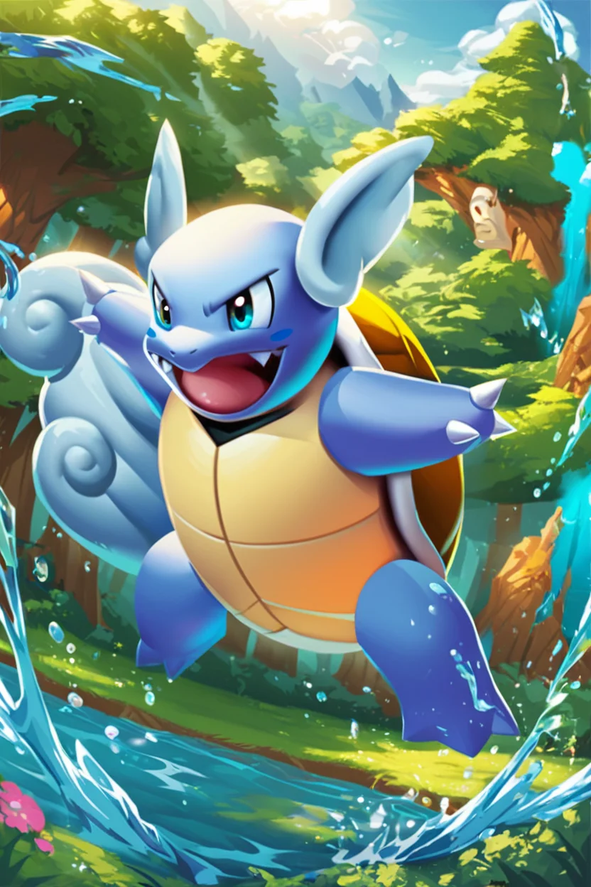 score_9, score_8_up, score_8, <lora:WartortlePokedexPDXL:1.0>, zzWartortle, no humans, charging forward, roaring rapids in the background, splashes of water everywhere, determined expression, glowing energy around shell and tail, forest cliffs surrounding, cinematic action, high-energy atmosphere ,embedding:zPDXL, <lora:SDXLFaeTastic2400:0.5>,